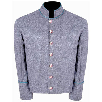 Infantry Sky Blue Piping Grey Pure Wool Shell Jacket - biznimart